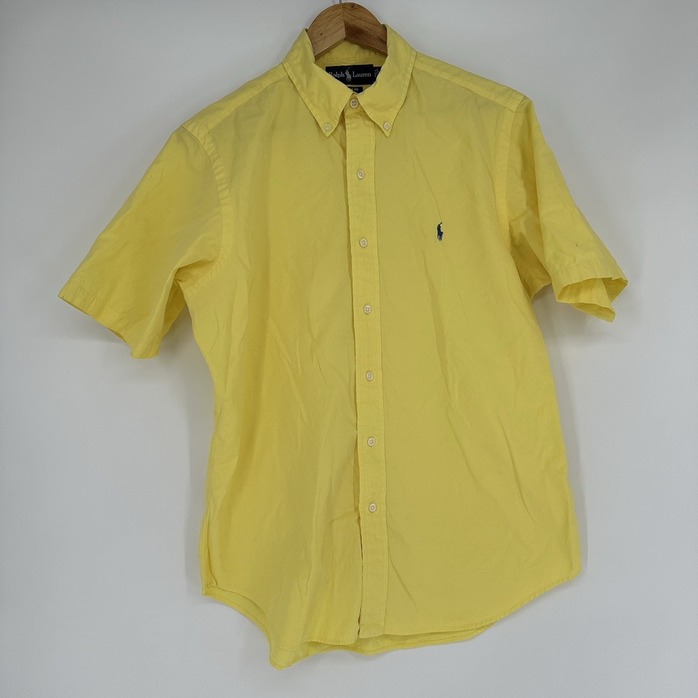 Yellow Ralph Lauren Short Sleeve Casual Button Down Up Cotton Classic Fit Shirt